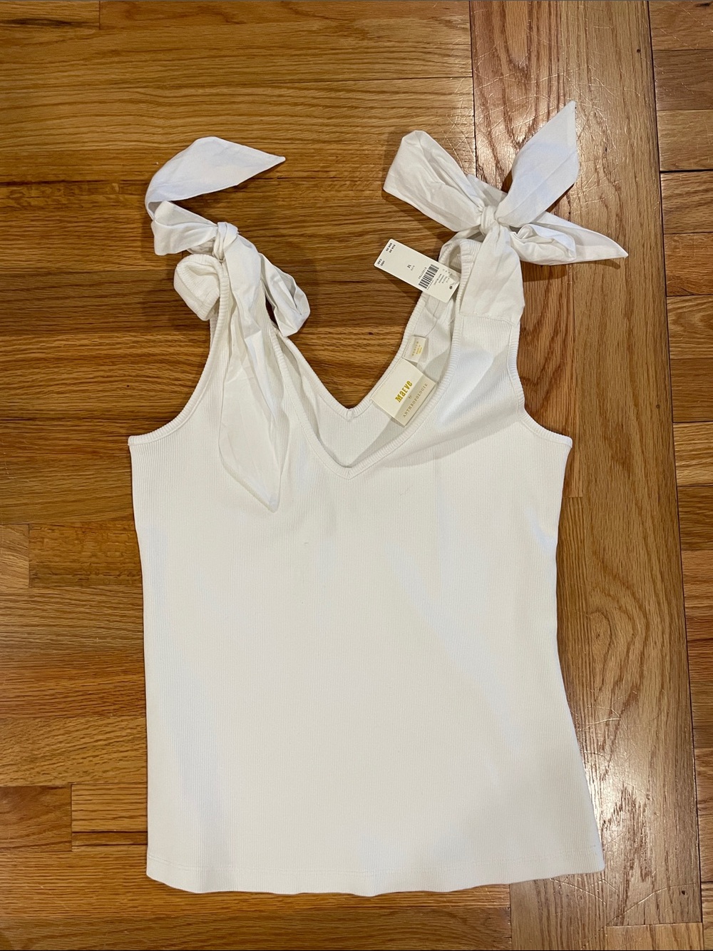 Maeve White Tie-Strap V-Neck Tank